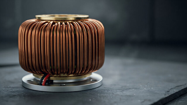 Copper wire inductor electronic component on metal base plate