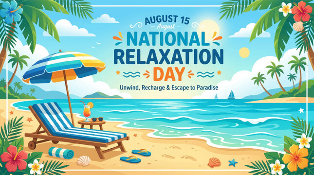 National Relaxation Day, beach vacation, summer paradise, relaxation concept, tropical getaway