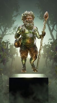 Celestial Translucent Green The Mythic Forest Thyrsus Daimon Of Greek Levitating Above Obsidian Pedestal
