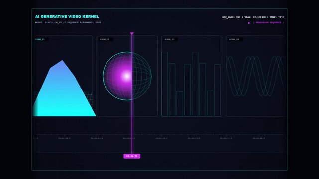 AI Generative Video Timeline Rendering Interface Loop