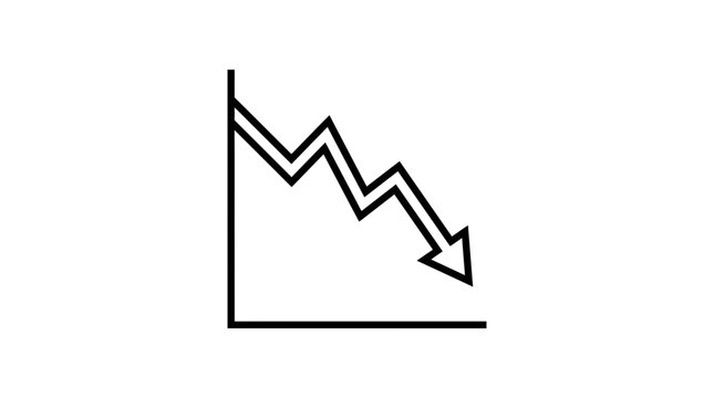 Down Trend Line Graph Arrow Icon - Business Downfall Concept