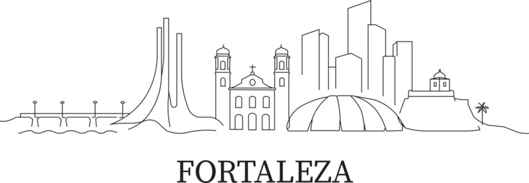 Simple line art of Fortaleza's skyline