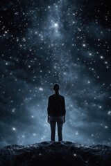 Fototapeta premium Contemplating stars under vast cosmos.