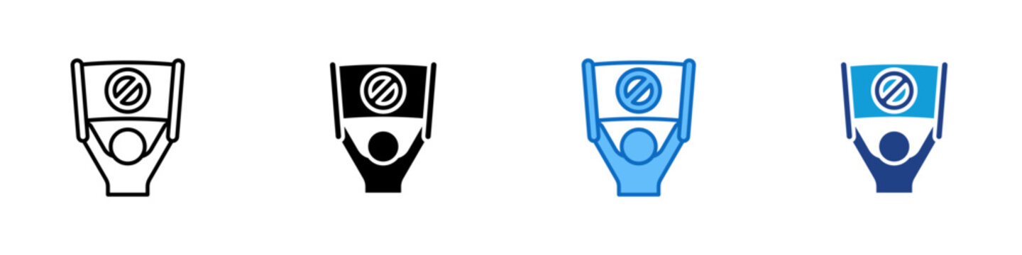 Resistance Management Multiple Style Icon Design Vector - Raised hand with restriction mark representing resistance management, change objection, and employee adoption barriers