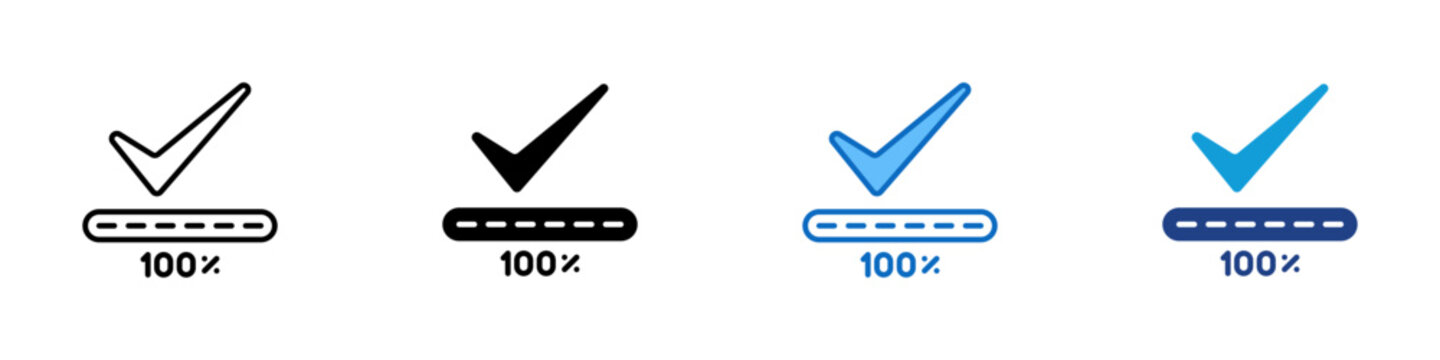 Status Update Multiple Style Icon Design Vector - Check mark with progress bar representing status update, task completion, and project progress reporting