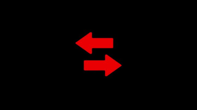 Red arrows animation, opposite direction symbols for business strategy and data flow, minimalist motion