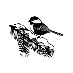 Black capped chickadee on branch. © Dira