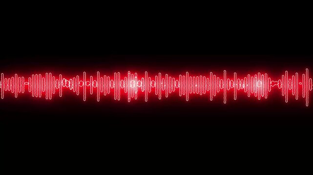 Red neon audio waveform equalizer animation on black background
