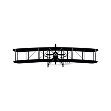Vintage Biplane Aircraft Silhouette 2.