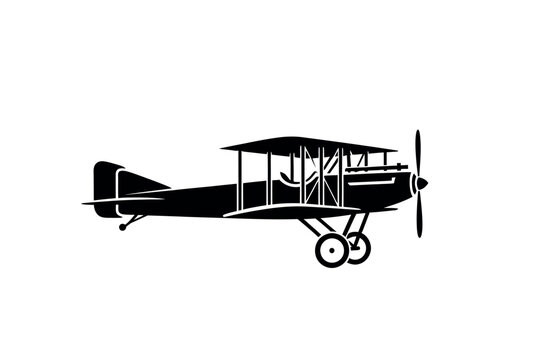 Vintage Biplane Airplane Silhouette Illustration 1.