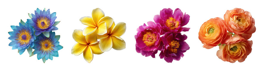 Fototapeta premium PNG Colorful vibrant floral arrangement on transparent background