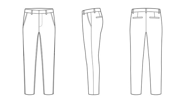 Straight chinos pants vector template illustration | transparent background