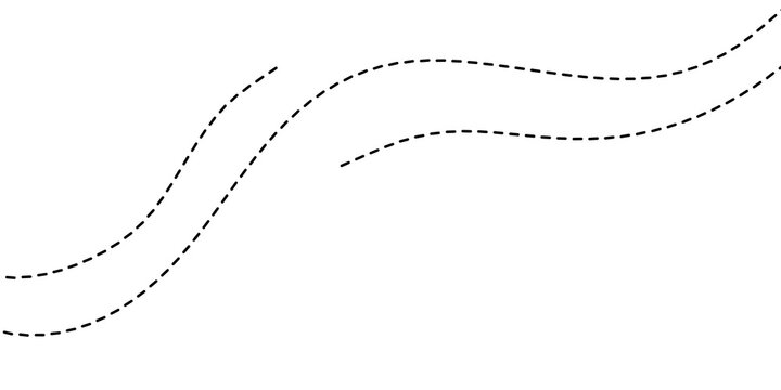 Abstract graphic with parallel dashed lines, curving gently to evoke dynamic flow and a conceptual winding path, ideal for modern design elements and visual metaphors