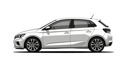 Naklejka premium White Hatchback Car Profile, Modern Design, Isolated on White