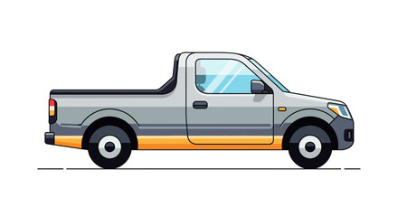 Fototapeta premium Modern Gray Pickup Truck with Orange Accents - Side View Illustration