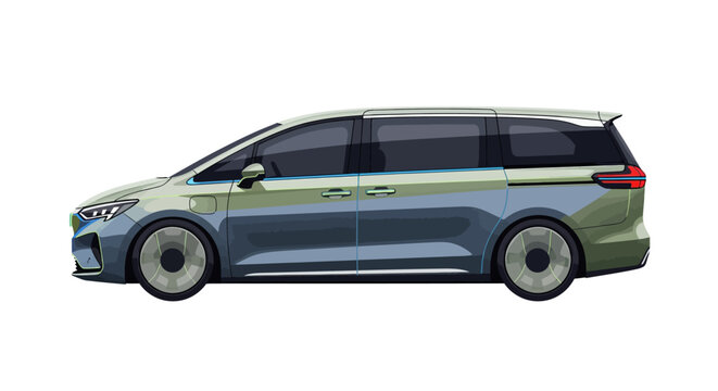 Modern Family Minivan MPV Side View - Sleek Design, White Background