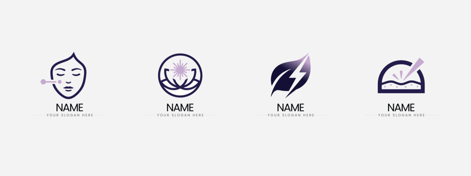 Laser treatment and beauty aesthetic logo icons for skincare clinics with aesthetic, skincare