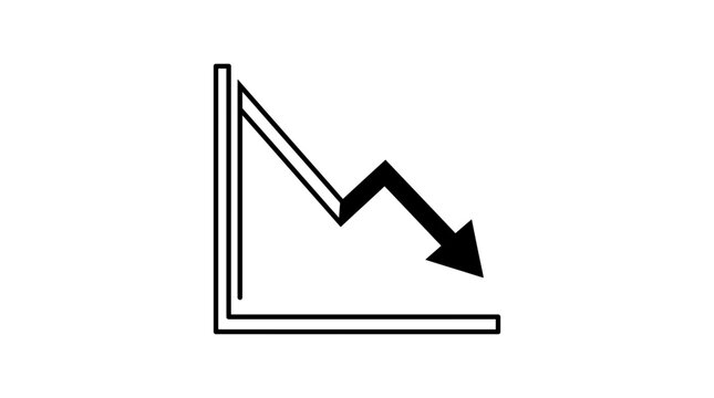 Declining Graph Icon with Arrow Down