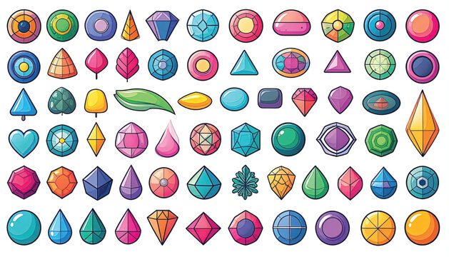 Colorful Gemstones and Jewels Collection.