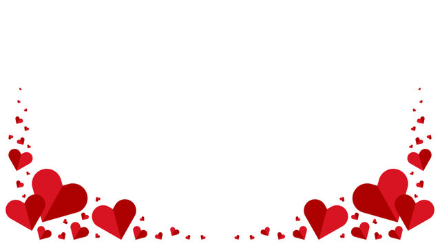 Red heart border frame with romantic love elements for Valentine greeting background vector