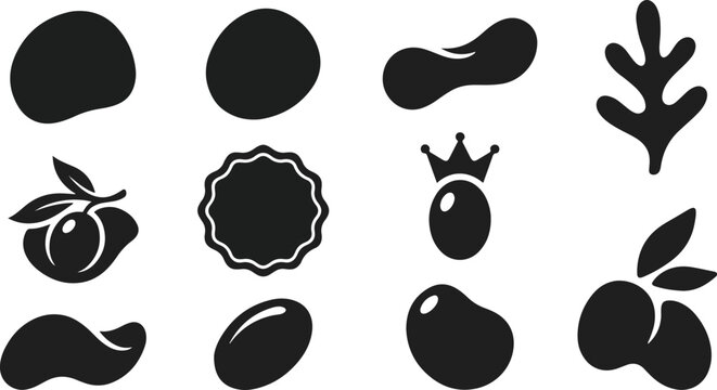 Black silhouettes of various food and objects