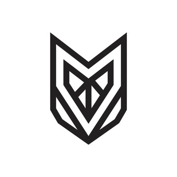 Black geometric wolf head shield logo