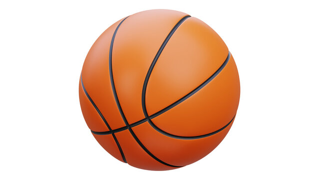 Realistic 3D orange basketball isolated on transparent background