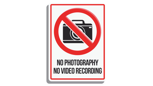 No photography and no video recording prohibition sign isolated on transparent background
