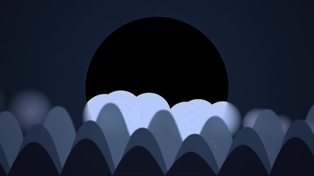 Abstract Motion Graphics Featuring Evolving Shapes and Dark Circle Transparent Background