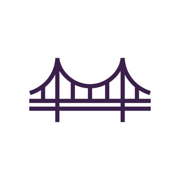 Purple suspension bridge icon with railing