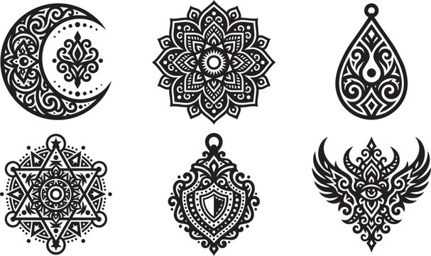 Sacred Geometry Mandala Tattoo Vector Design Elements
