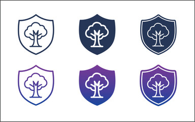 Obraz premium Eco Friendly Food Label Icon Set with Tree and Shield Symbols for Organic Product Certification, Sustainable Agriculture Branding, and Natural Ingredient Safety