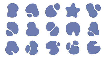Fototapeta premium Set of blue organic liquid blob shapes and abstract fluid elements for modern graphic design.