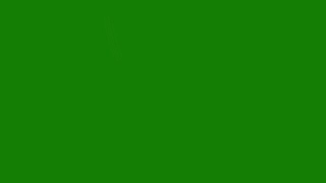 Flaming sword slash animation with orange energy trails, anime style cutting motion and explosive combat impact graphics effect on deep green background. 4k