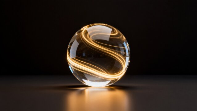 Glowing glass sphere with spiral light