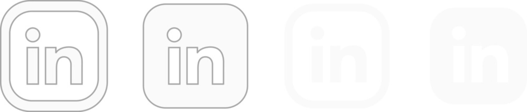 White linkedin social media line icon set with opacity variations vector