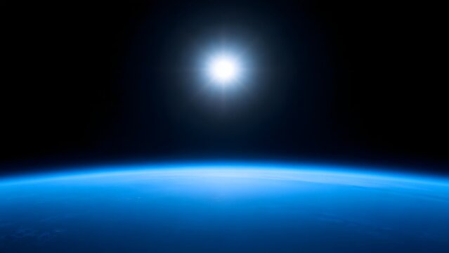 Earth from space with sun in background