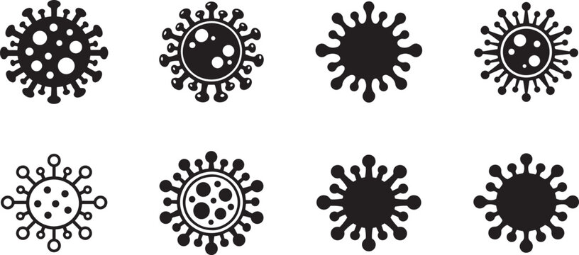 Thin line disease icon featuring microbes, bacteria and virus symbols for healthcare concepts.