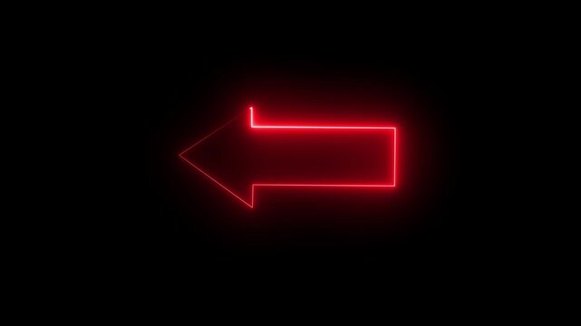 Left directional neon arrow icon animation.