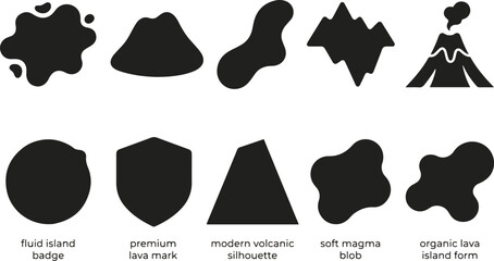 Black volcanic island shapes and silhouettes © MUKTARANI
