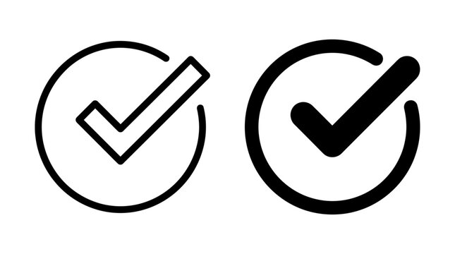 Two checkmarks in circles are shown side by side for comparison