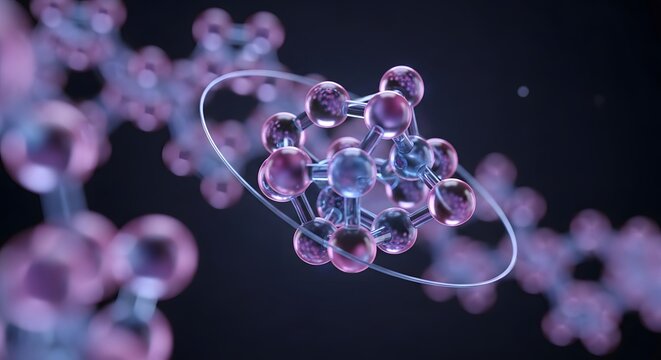 Molecular structure with glowing electron orbit