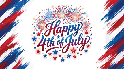Obraz premium Patriotism Concept Happy 4th of July Text on on a transparent background