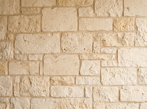 Light beige rustic limestone block wall texture backdrop