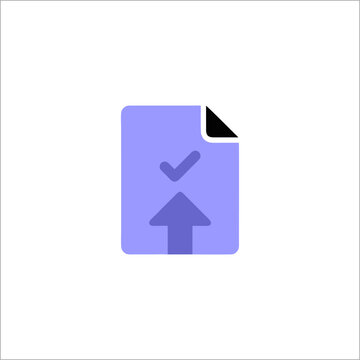 Purple File Upload Icon with Check Mark and Arrow