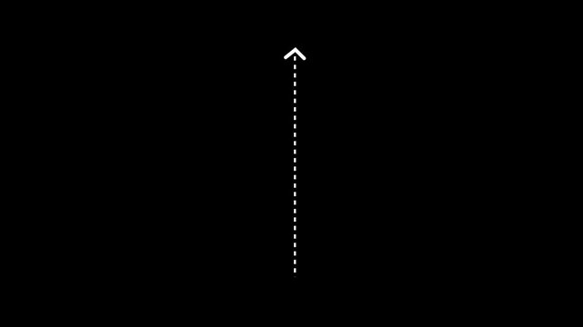 Animated upward arrow icon with dotted line motion on white background. Clean dotted arrow sign animation.