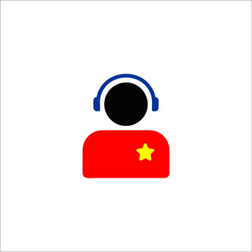 Customer support and gamer icon with headphones and star