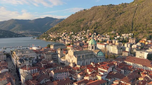 Aerial view of the Cattedrale Santa Maria, Como. Italy