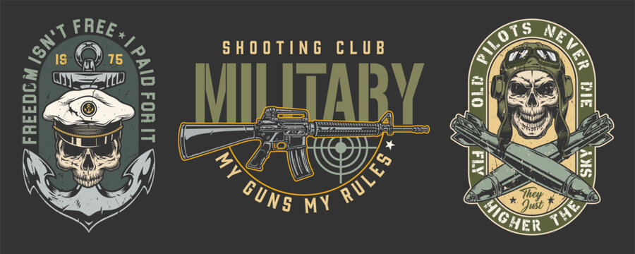 Military logos on display