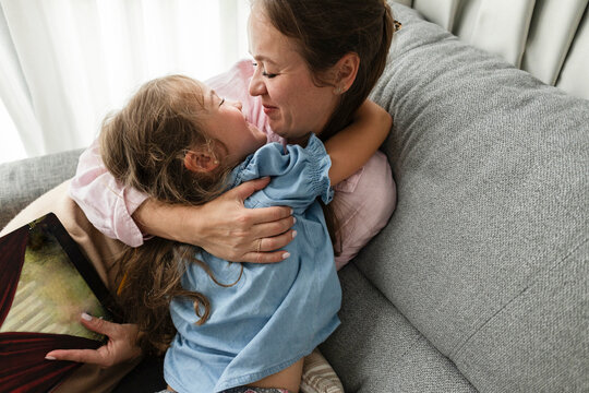 Mother and daughter embracing creating a loving bond